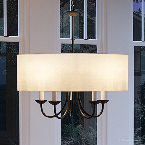 Urban Ambiance Luxury Transitional Chandelier, Medium Size: 21.125" H x 21.625" W, with Provencial Style Elements, Olde Bronze Finish and White Textured Shade, UHP2281, Aurora Collection