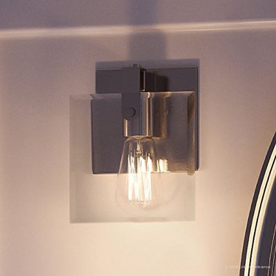 Urban Ambiance Luxury Modern Farmhouse Bathroom Vanity Light, Small Size: 8.38" H x 7" W, with Industrial Chic Style Elements, Brushed Nickel Finish, UHP2455, Bristol Collection