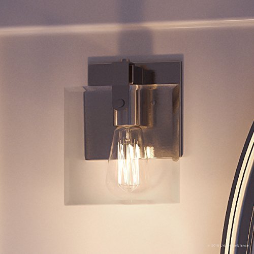 Urban Ambiance Luxury Modern Farmhouse Bathroom Vanity Light, Small Size: 8.38" H x 7" W, with Industrial Chic Style Elements, Brushed Nickel Finish, UHP2455, Bristol Collection