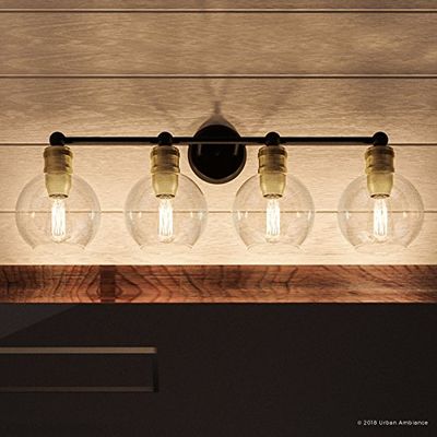 Urban Ambiance Luxury Vintage Bathroom Vanity Light, Large Size: 10.875" H x 33.5" W, with Americana Style Elements, Olde Bronze Finish, UHP2504, Belfast Collection