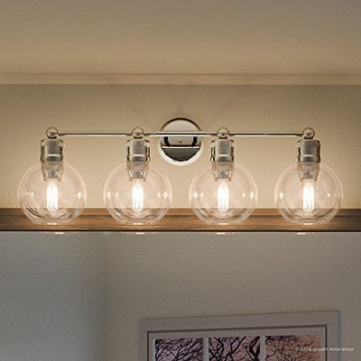 Urban Ambiance Luxury Vintage Bathroom Vanity Light, Large Size: 10.875" H x 33.5" W, with Americana Style Elements, Polished Nickel Finish, UHP2505, Belfast Collection