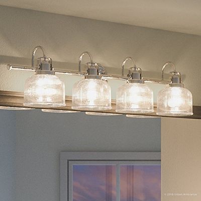 Urban Ambiance Luxury Industrial Chic Bathroom Vanity Light, Large Size: 8.75" H x 35.5" W, with Modern Famrhouse Style Elements, Polished Chrome Finish, UHP2046, Harlow Collection