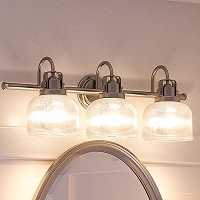 Urban Ambiance Luxury Industrial Chic Bathroom Vanity Light, Large Size: 8.75" H x 26.25" W, with Modern Famrhouse Style Elements, Aged Nickel Finish, UHP2045, Harlow Collection