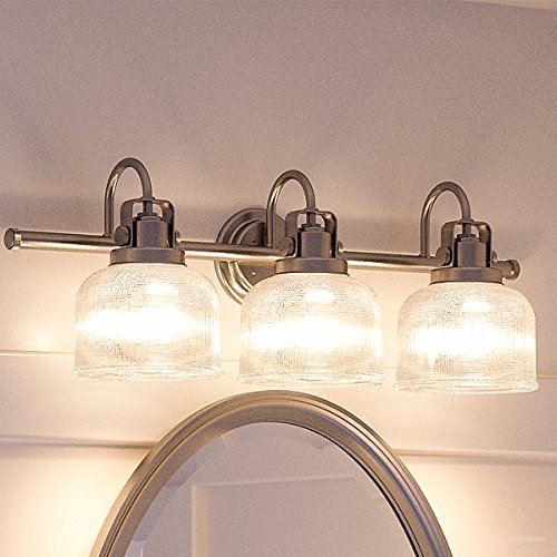 Urban Ambiance Luxury Industrial Chic Bathroom Vanity Light, Large Size: 8.75" H x 26.25" W, with Modern Famrhouse Style Elements, Aged Nickel Finish, UHP2045, Harlow Collection
