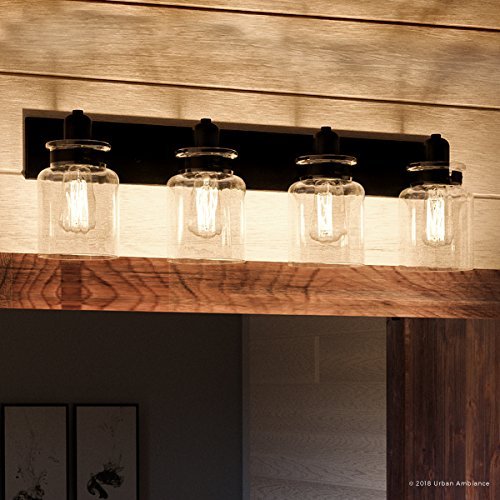 Urban Ambiance Luxury Modern Farmhouse Bathroom Vanity Light, Large Size: 8.625" H x 30.25" W, with Industrial Style Elements, Olde Bronze Finish, UHP2145, Bridgeport Collection