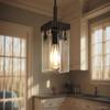 Urban Ambiance Luxury Modern Farmhouse Pendant Light, Small Size: 11.875" H x 6.5" W, with Industrial Chic Style Elements, Olde Bronze Finish and Clear Shade, UHP2446, Bristol Collection view 2