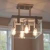 Urban Ambiance Luxury Modern Farmhouse Ceiling Fixture, Medium Size: 16.75" SQ, with Industrial Chic Style Elements, Brushed Nickel Finish and Clear Shade, UHP2449, Bristol Collection view 1