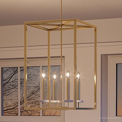 Urban Ambiance Luxury Cosmopolitan Chandelier, Medium Size: 26.5" H x 15" W, with Transitional Style Elements, Palladian Gold Finish and White Silk Shade, UHP2635, Oxford Collection