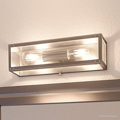 Urban Ambiance Luxury Industrial Chic Bathroom Vanity Light, Medium Size: 4.5" H x 16" W, with Steampunk Style Elements, Stainless Steel Finish, UHP2751 from the Messina Collection
