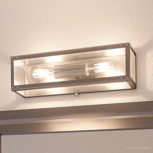 Urban Ambiance Luxury Industrial Chic Bathroom Vanity Light, Medium Size: 4.5" H x 16" W, with Steampunk Style Elements, Stainless Steel Finish, UHP2751 from the Messina Collection