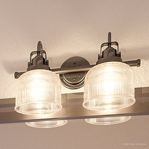 Urban Ambiance Luxury Industrial Chic Bathroom Vanity Light, Medium Size: 8.75" H x 17" W, with Modern Famrhouse Style Elements, Aged Nickel Finish, UHP2042, Harlow Collection