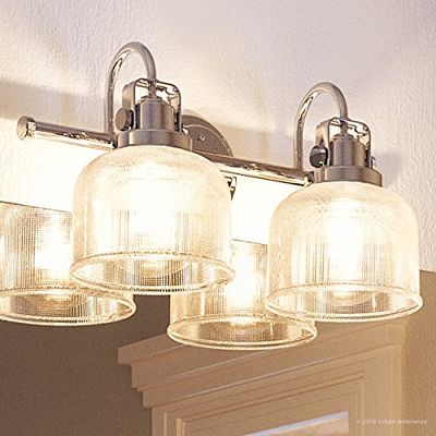 Urban Ambiance Luxury Industrial Chic Bathroom Vanity Light, Medium Size: 8.75" H x 17" W, with Modern Famrhouse Style Elements, Polished Chrome Finish, UHP2040, Harlow Collection