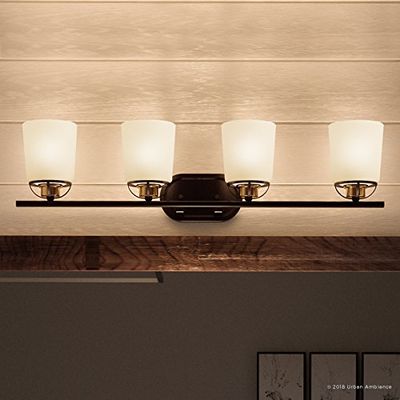 Urban Ambiance Luxury Transitional Bathroom Vanity Light, Large Size: 8.125" H x 32.25" W, with Industrial Chic Style Elements, Olde Bronze Finish, UHP2762 from the Boise Collection