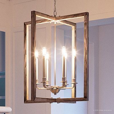 Urban Ambiance Luxury Modern Farmhouse Chandelier, Large Size: 28.75" H x 26" W, with Rustic Style Elements, Galvanized Steel Finish, UHP2741, Brighton Collection