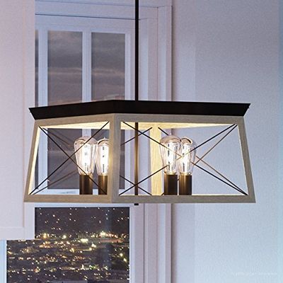 Urban Ambiance Luxury Industrial Chic Chandelier, Medium Size: 12" H x 20" W, with Modern Farmhouse Style Elements, Charcoal Finish, UHP2123, Berkeley Collection