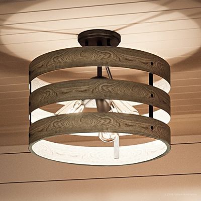 Urban Ambiance Luxury Modern Farmhouse Ceiling/Pendant Light, Medium Size: 13.5" H x 17" W, with Rustic Style Elements, Charcoal Finish, UHP2470, Adelaide Collection