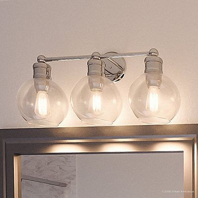 Urban Ambiance Luxury Vintage Bathroom Vanity Light, Large Size: 10.875" H x 24.5" W, with Americana Style Elements, Polished Nickel Finish, UHP2503, Belfast Collection