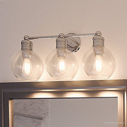 Urban Ambiance Luxury Vintage Bathroom Vanity Light, Large Size: 10.875" H x 24.5" W, with Americana Style Elements, Polished Nickel Finish, UHP2503, Belfast Collection