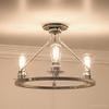 Urban Ambiance Luxury Industrial Chic Ceiling Fixture, Medium Size: 15" H x 19.875" W, with Vintage Style Elements, Brushed Nickel Finish, UHP2240, Nashville Collection view 1