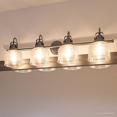 Urban Ambiance Luxury Industrial Chic Bathroom Vanity Light, Large Size: 8.75" H x 35.5" W, with Modern Famrhouse Style Elements, Aged Nickel Finish, UHP2048, Harlow Collection