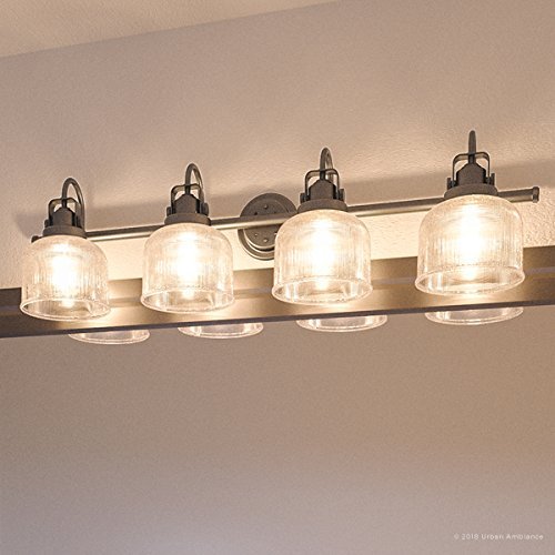 Urban Ambiance Luxury Industrial Chic Bathroom Vanity Light, Large Size: 8.75" H x 35.5" W, with Modern Famrhouse Style Elements, Aged Nickel Finish, UHP2048, Harlow Collection