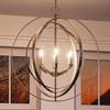 Urban Ambiance Luxury Industrial Chic Chandelier, Large Size: 30" H x 27.75" W, with Modern Farmhouse Style Elements, Brushed Nickel Finish, UHP2329, Arezzo Collection view 1