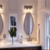 Urban Ambiance Luxury Modern Farmhouse Bathroom Vanity Light, Medium Size: 8.625" H x 21.625" W, with Industrial Style Elements, Brushed Nickel Finish, UHP2142, Bridgeport Collection view 2