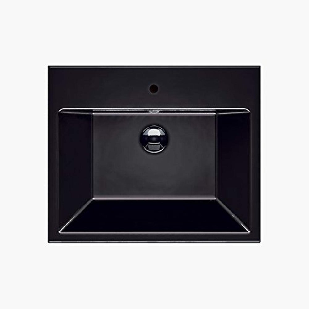 Catalano 16QZENE-1 Closeout Zero 60 Pressure-Cast Fireclay Single Washbasin with Single Faucet Hole, Black