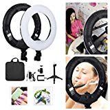 Yidoblo 12" Dimmable Bi-Color LED Light Ring FS-390II Kit with Mini Table Stand, Carrying Bag, Photo Holder for Portrait Selfie YouTube Photo Video Studio Photography Lighting