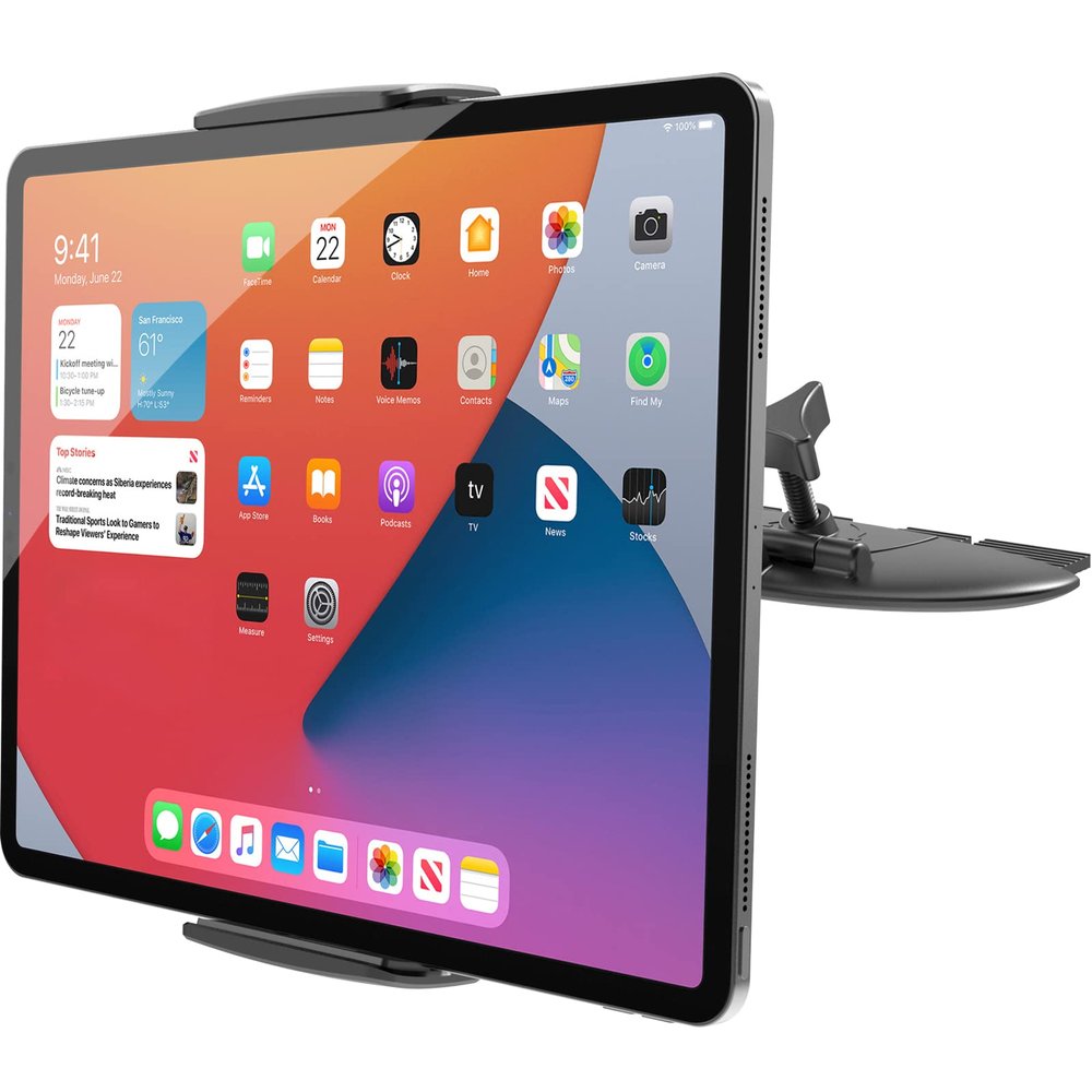 APPS2Car for Sturdy iPad Holder for Car CD Slot Tablet Mount, 2-in-1 Universal 4.7-11" Holder for iPad Pro 11 Air Mini, iPhone, Galaxy Z Fold, Adjustable 360 Rotation, Road Trip Essentials