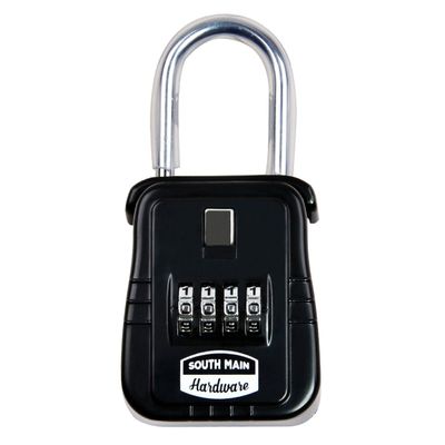 Shackle Mounted Key Storage Box with Resettable Lock Combination, Black, 1-Pack