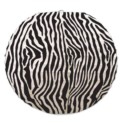 Beistle Club Pack Set of 3 Zebra Print Paper Lanterns, Box Contains 6 Packs (18 Paper Lanterns)