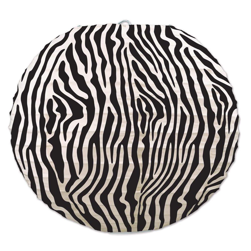 Beistle Club Pack Set of 3 Zebra Print Paper Lanterns, Box Contains 6 Packs (18 Paper Lanterns)