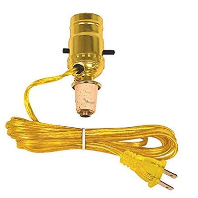 Creative Hobbies M988G Wine Bottle Lamp Making Kit is Pre-Wired and Easy to Use for DIY Lamp, Gold Color Lamp Cord & Socket