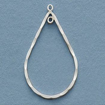 Silver Filled Chandelier Components Hammered Teardrop 32x23mm - Pack Of 2