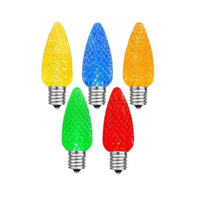 Novelty Lights 25 Pack C7 LED Twinkle Outdoor Christmas Replacement Bulbs, Multi,C7/E12 Candelabra Base, .5 Watt