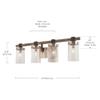 Minka Lavery 4634-106 Bridlewood Vanity Bath Light, 4-Light, 240 Total Watts, 31-in H x 8.75-in W, Stone Grey w/Brushed Nickel view 4