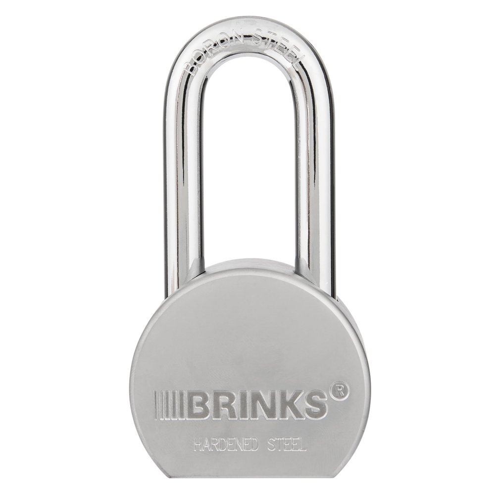 BRINKS Heavy Duty Padlock with Key, 64 mm Commercial Solid Steel with Boron Shackle for Secure Entry, Keyed Padlocks
