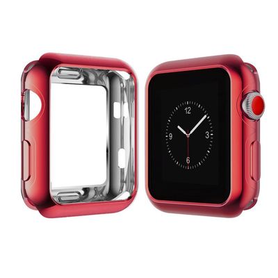 Flexible Electroplate TPU Full Protector Case Cover for Apple Watch Series 3 2 1 (Red, 42mm)