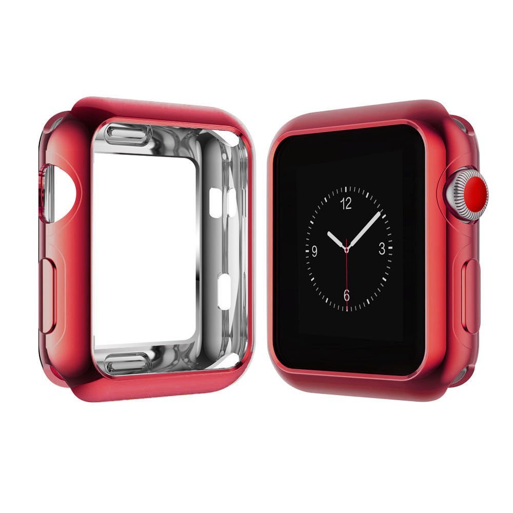 Flexible Electroplate TPU Full Protector Case Cover for Apple Watch Series 3 2 1 (Red, 42mm)