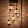 DEMMEX Swag Plug in Chandelier, Turkish Moroccan Mosaic Ceiling Hanging Light Fixture Lighting for Living Room, Bedroom, Dining Room, 15foot Chain Cord, 5 Big Size Shades, 4ft (Customizable) view 3