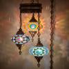 DEMMEX Plug-in Turkish Hanging Lamp, Handmade Moroccan Mosaic Chandelier Pendant Light Fixture with 15-ft Cord & Chain, Decorative Ceiling Lamp for Living Room, Bedroom, 3 Large 7'' Globes, 3.5 ft. view 1