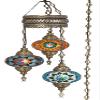 DEMMEX Plug-in Turkish Hanging Lamp, Handmade Moroccan Mosaic Chandelier Pendant Light Fixture with 15-ft Cord & Chain, Decorative Ceiling Lamp for Living Room, Bedroom, 3 Large 7'' Globes, 3.5 ft. view 2