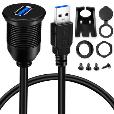 BATIGE Single Port USB 3.0 Male to Female AUX Car Mount Flush Cable 6ft