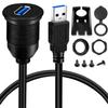 BATIGE Single Port USB 3.0 Male to Female AUX Car Mount Flush Cable 6ft view 1