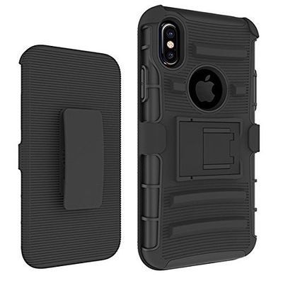 ROCAMP DefenderPro for iPhone X Holster with Belt Clip Case Black