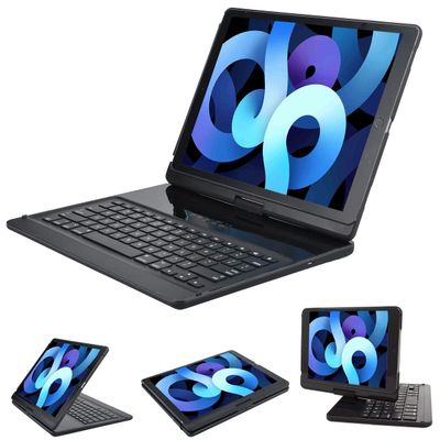 LENRICH iPad pro 12.9 case with Keyboard 2017 2nd 2015 1st Generation, 360 Rotatable Wireless Folio 180 Swivel Stand Hard Cover Auto Sleep Wake up