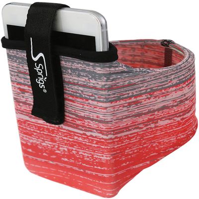 Sprigs Armband for iPhone 11/x/xr/8/7 Plus, Galaxy S10/S9, Google Pixel 4. Lightweight & Comfortable Running Armband, Stretches to Fit All Phones with Case - (Coral Blitz, Large)