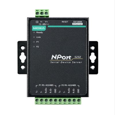 MOXA NPort 5232 2-Port Serial Device Server, 10/100 Ethernet, RS422/485, Terminal Block