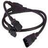 Cable Leader 36 inches (3ft) IEC320 C14 to Dual C13 Power Extension Cord Splitter, 16 AWG, SJT, 13A/250V, UPS Server Y Splitter, Y Cable, Black view 1